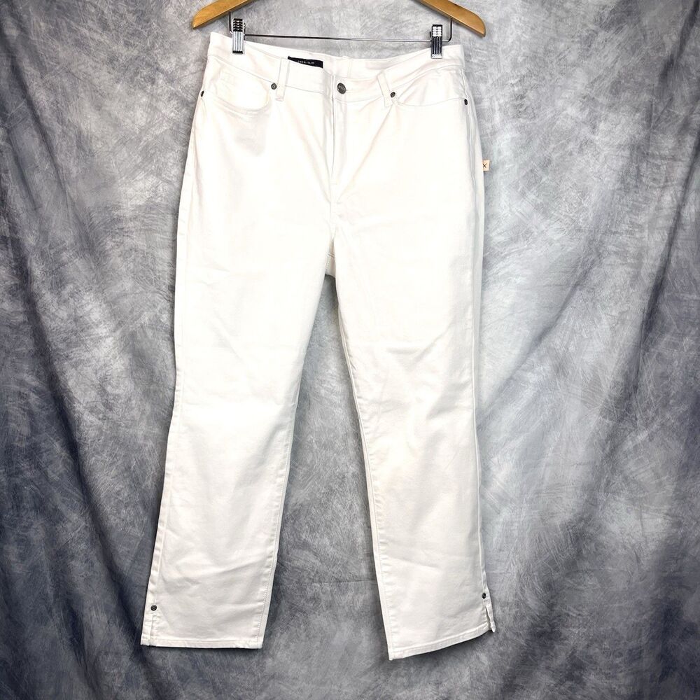 NYDJ Lift Tuck Technology Women’s Size 14P Optic White Ankle Jeans NWT Slim